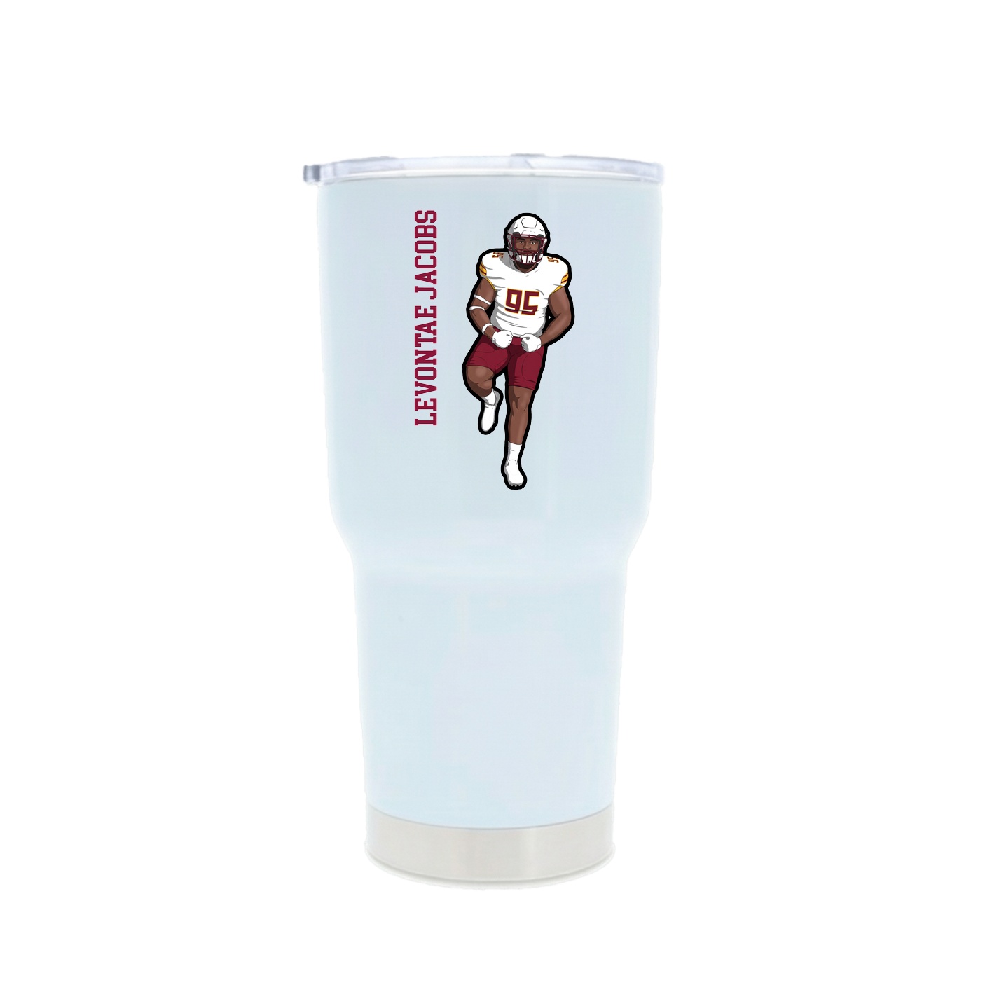 30oz Stainless Steel Tumbler — Name Vertical in White
