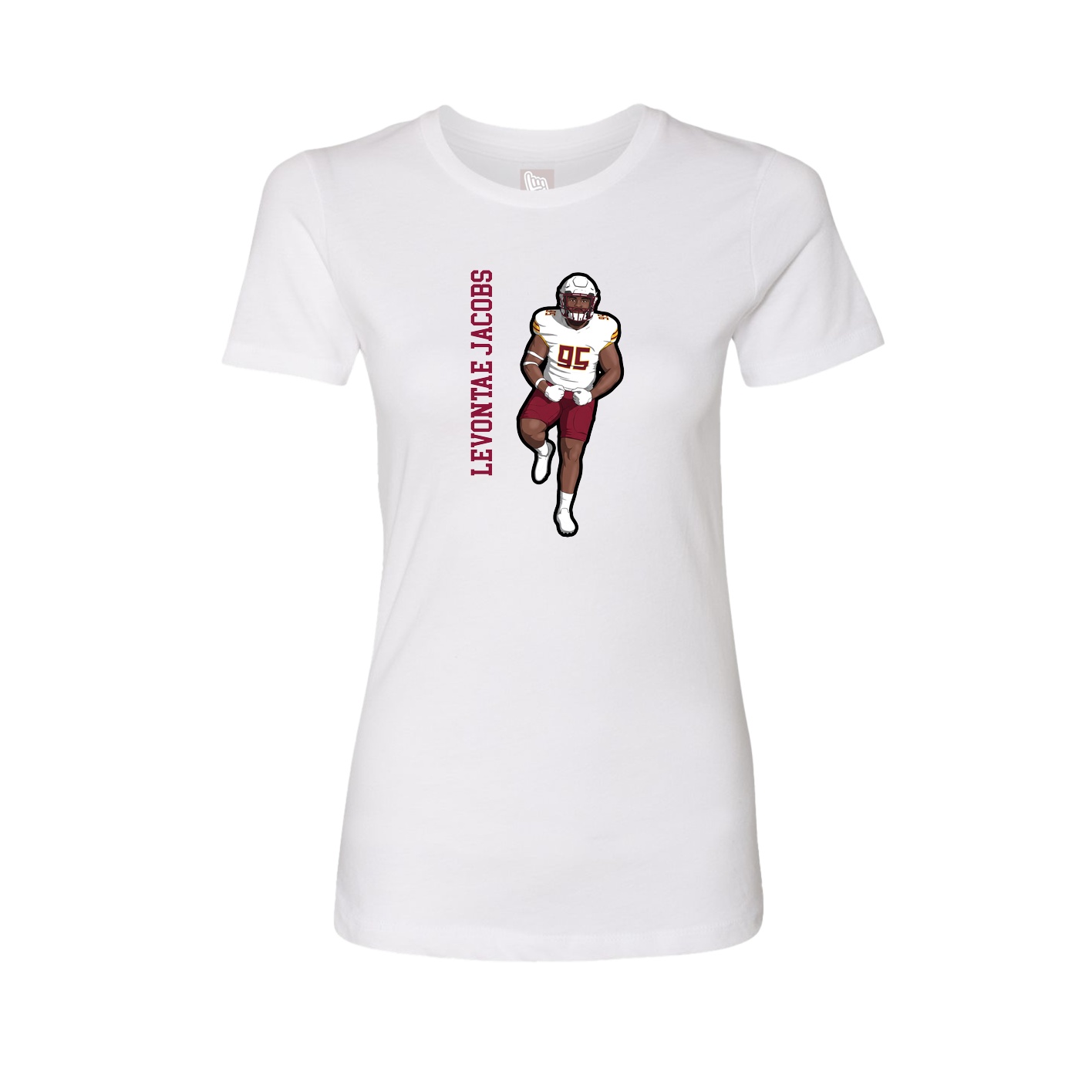 Fitted Women's Tee — Name Vertical in White