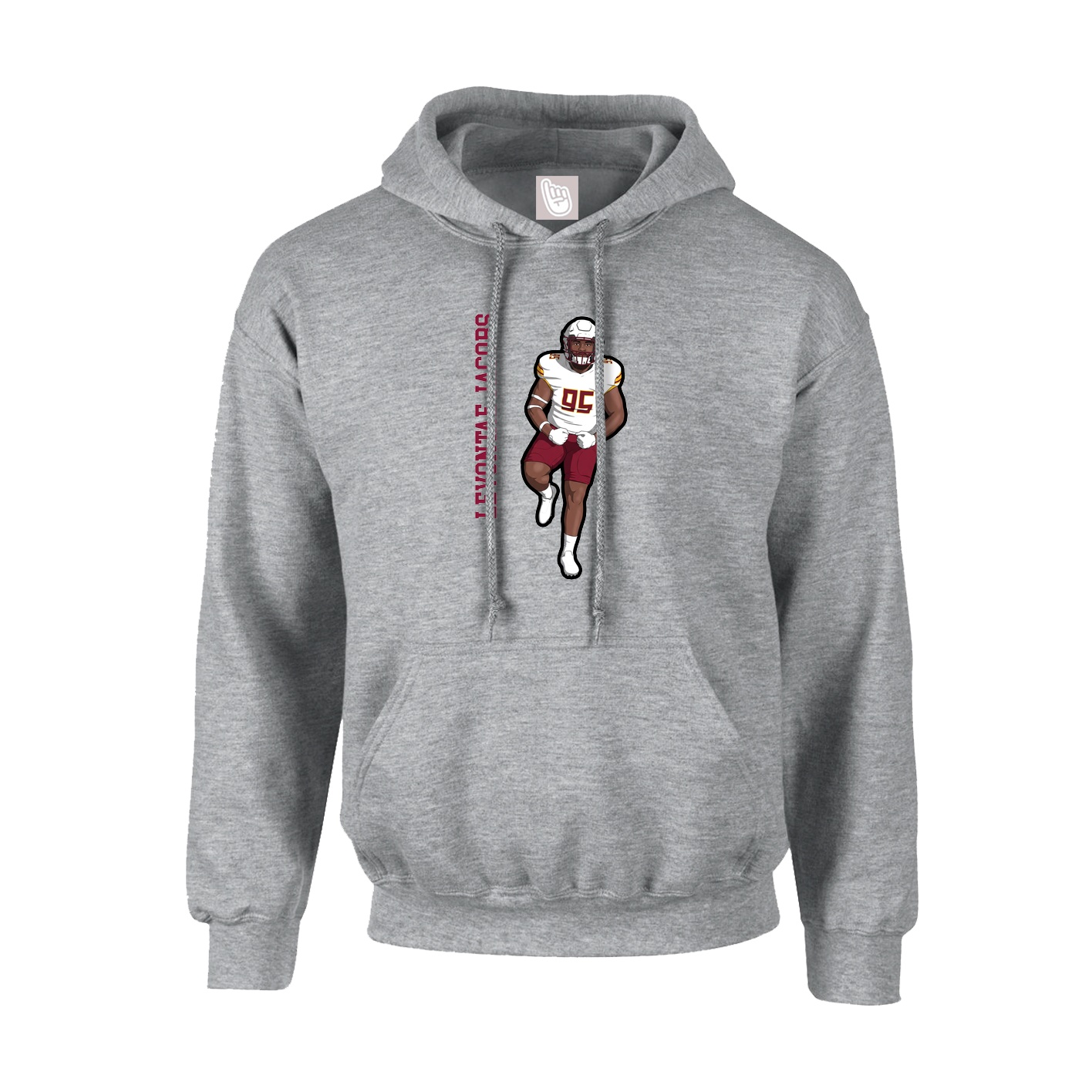 Youth Hoodie — Name Vertical in Grey