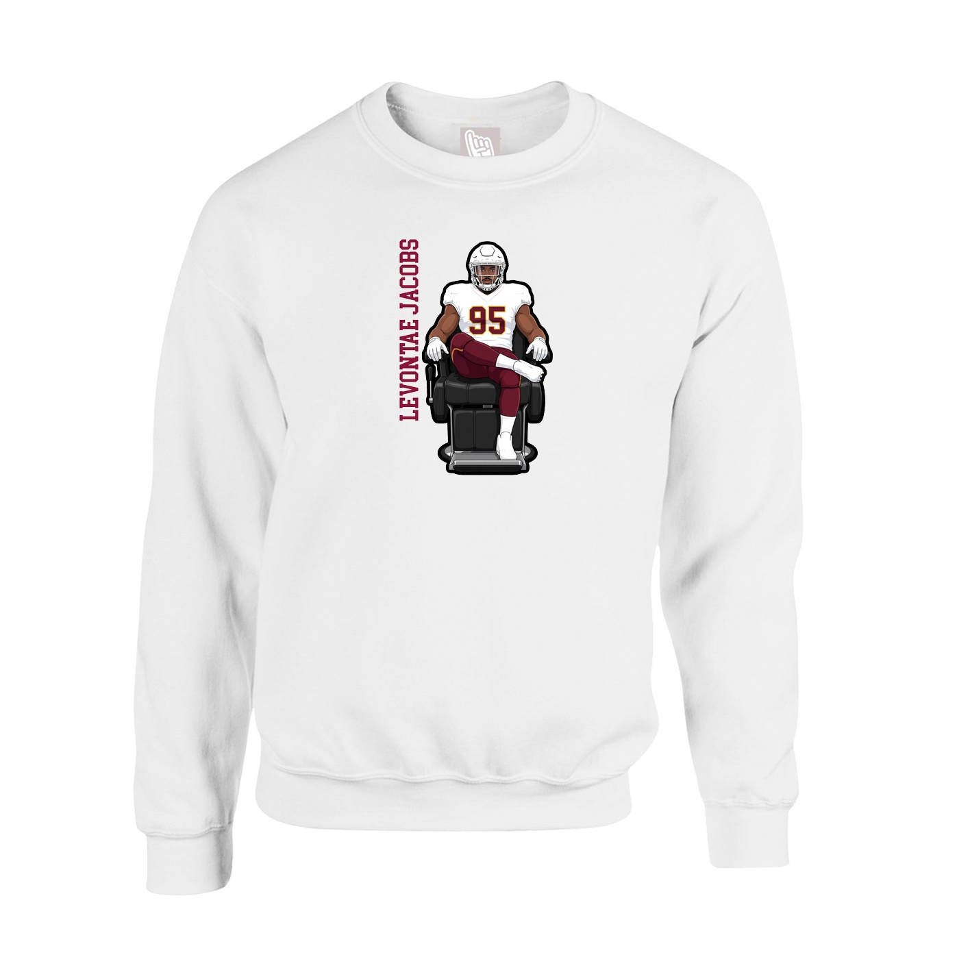Fleece Crew — Name Vertical in White