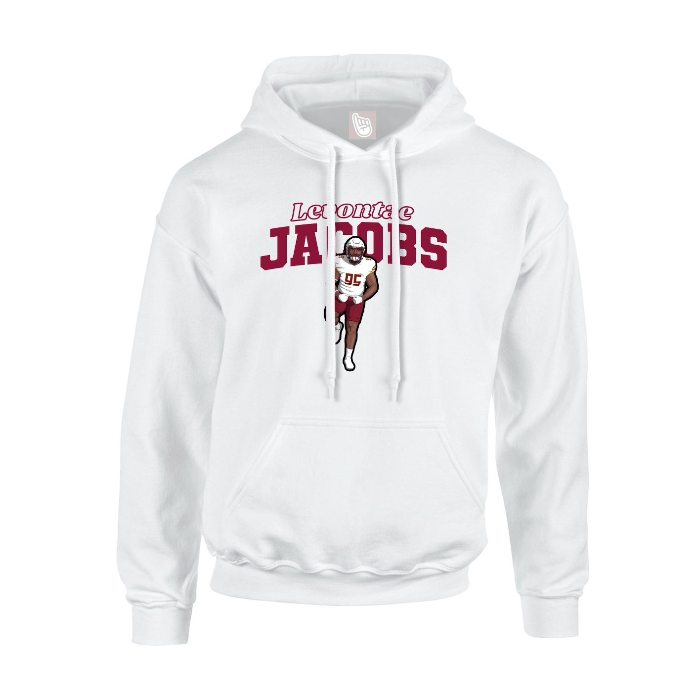 Youth Hoodie — Name Arch in White