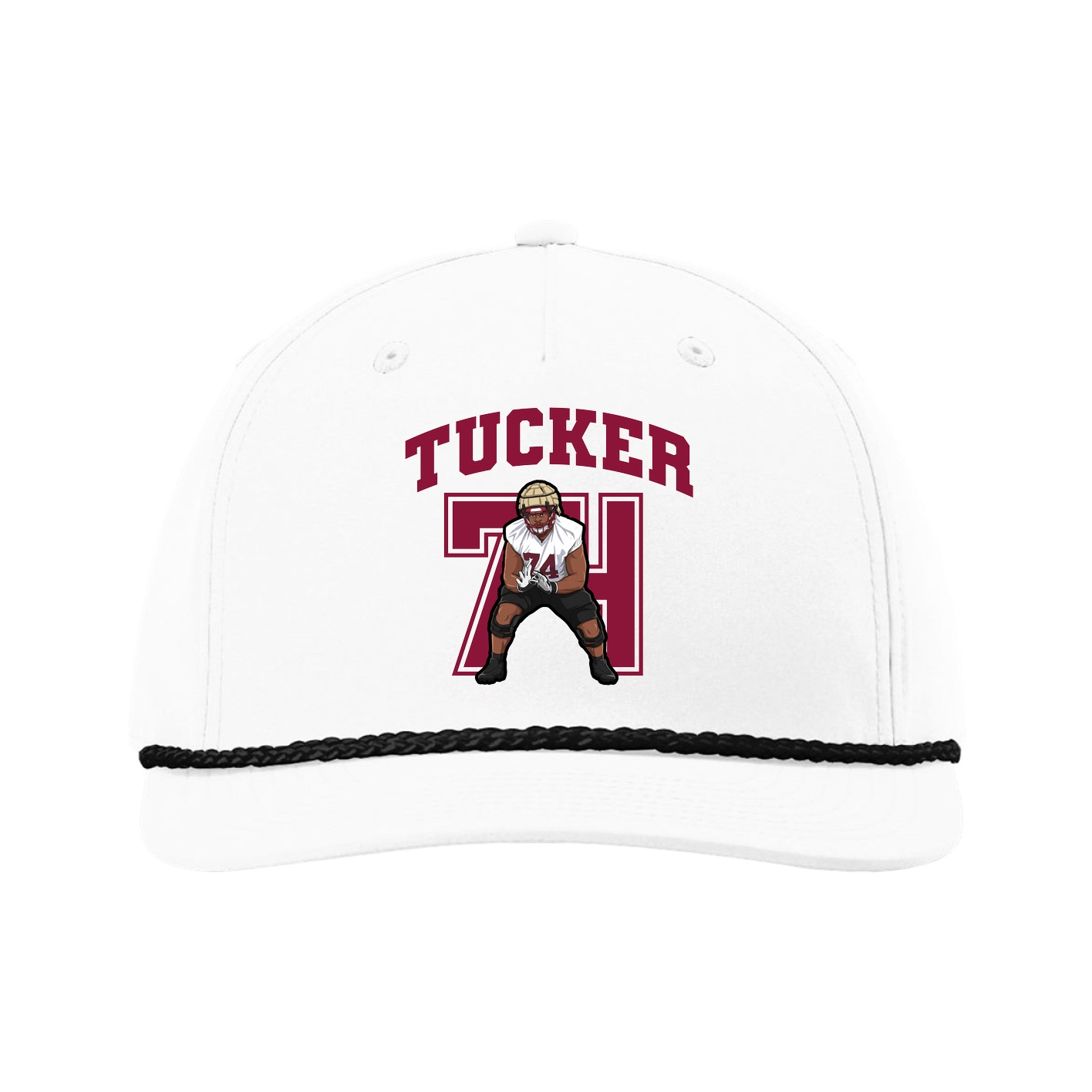 Five-Panel Classic Rope Cap — Number in White
