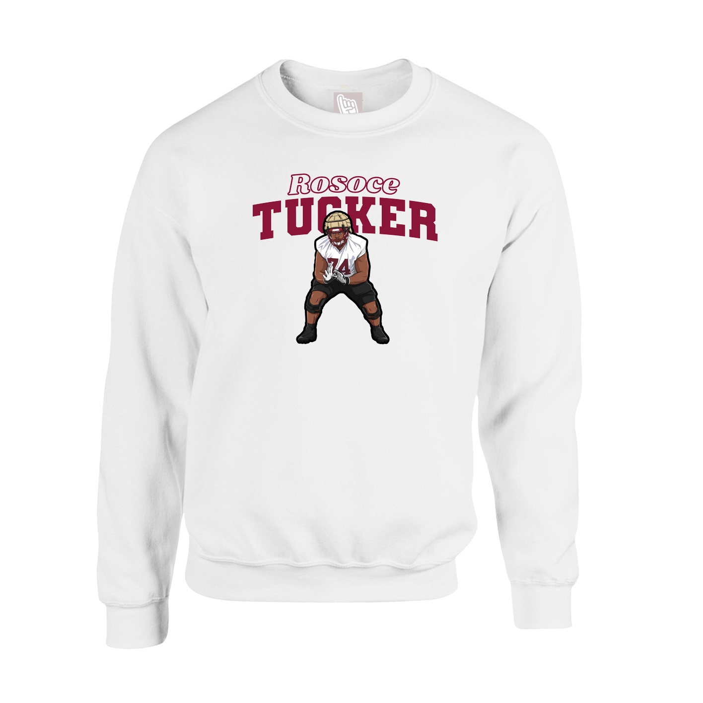 Fleece Crew — Name Arch in White