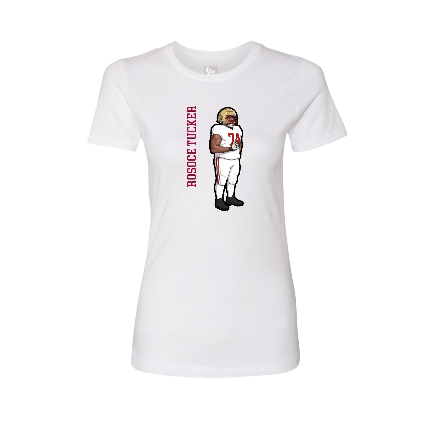 Fitted Women's Tee — Name Vertical in White