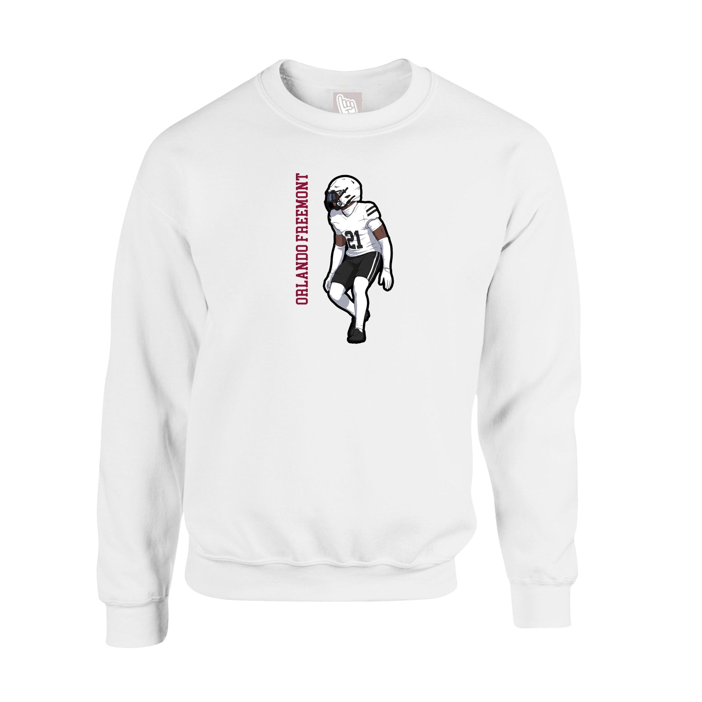 Fleece Crew — Name Vertical in White