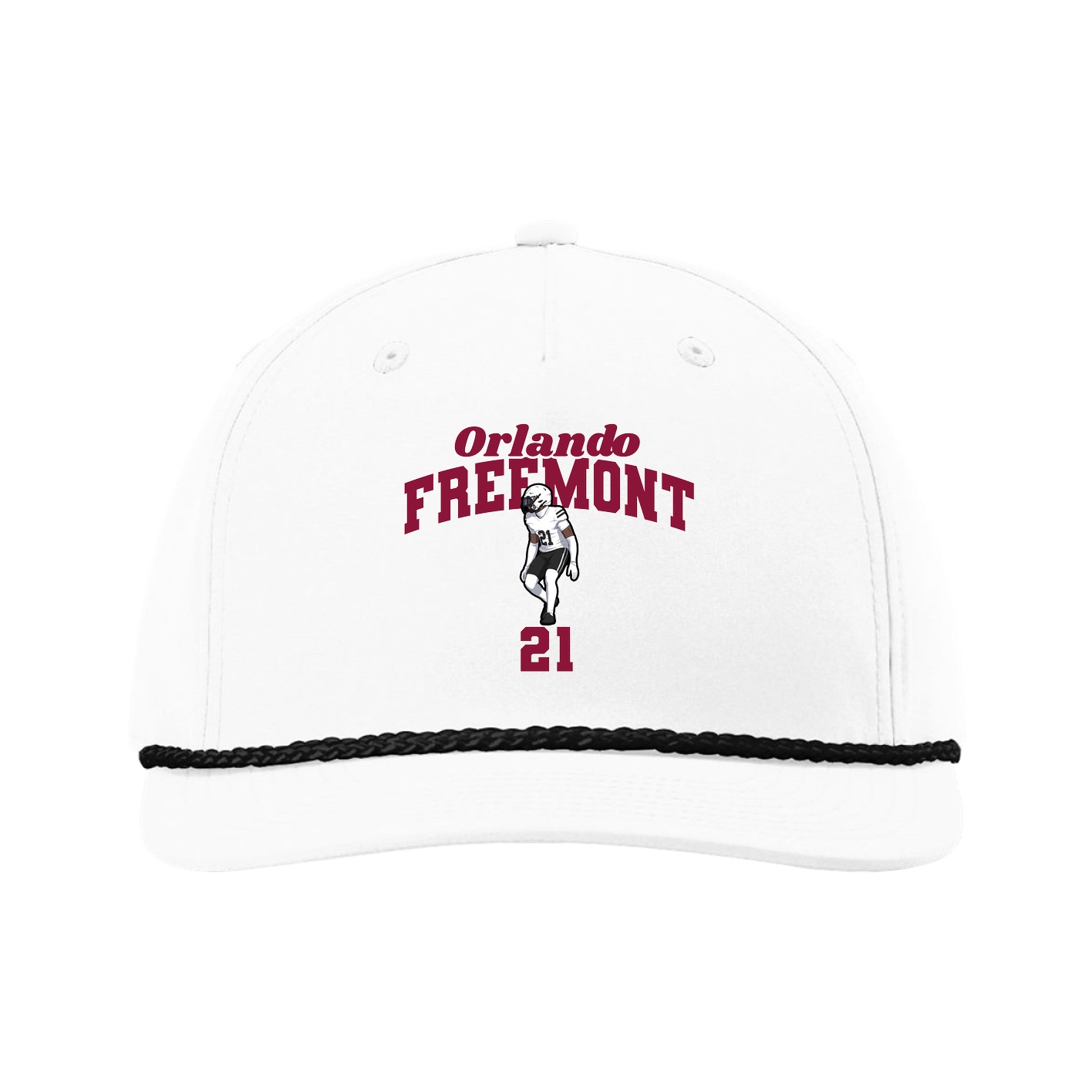 Five-Panel Classic Rope Cap — Signature Arch in White