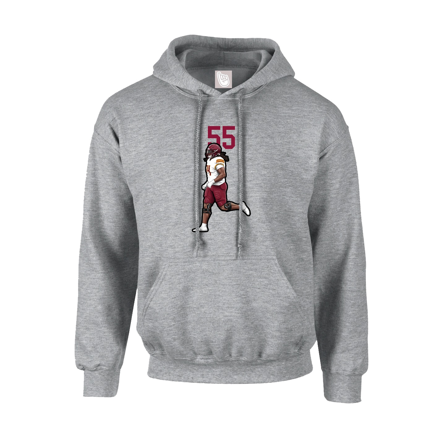 Youth Hoodie — Number Top in Grey