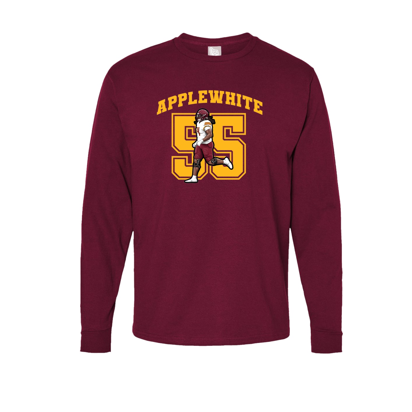 Long Sleeve Tee — Number in Cardinal