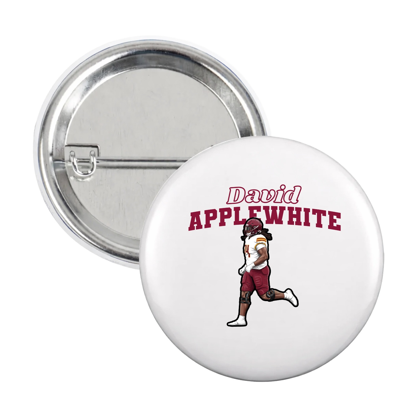 Game Day Button — Name Arch in White