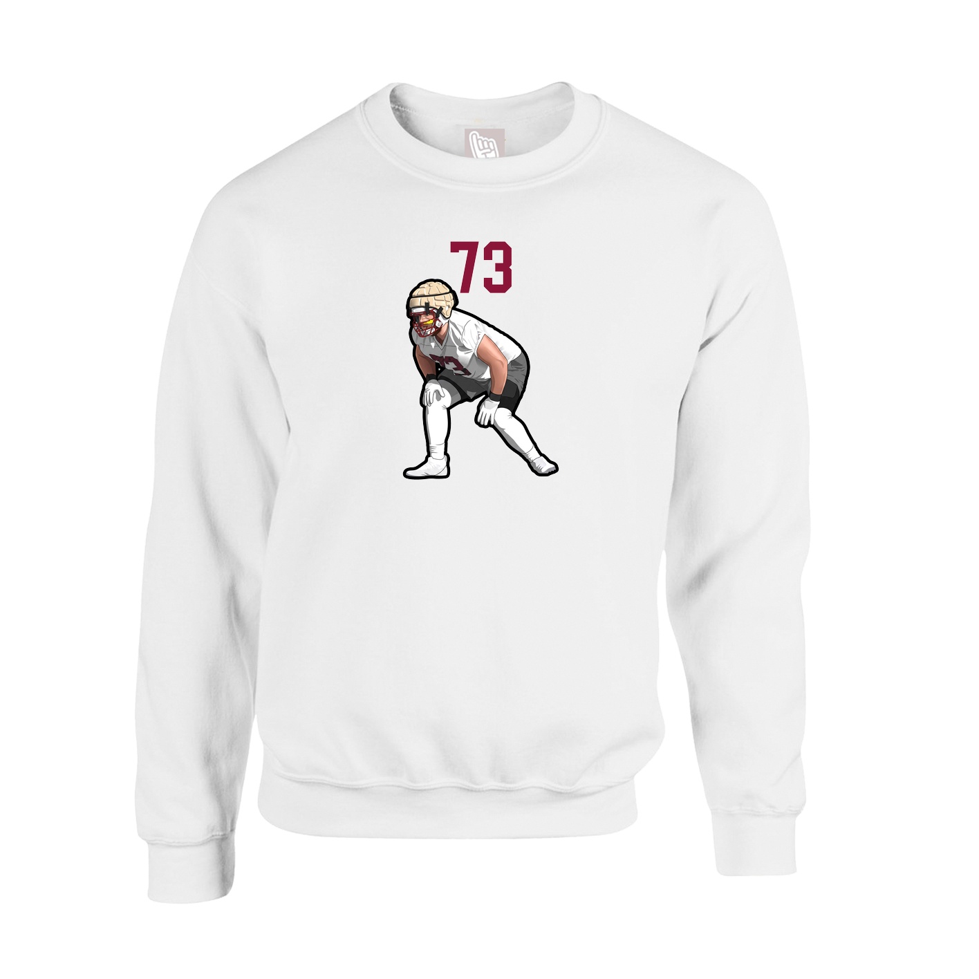 Fleece Crew — Number Top in White