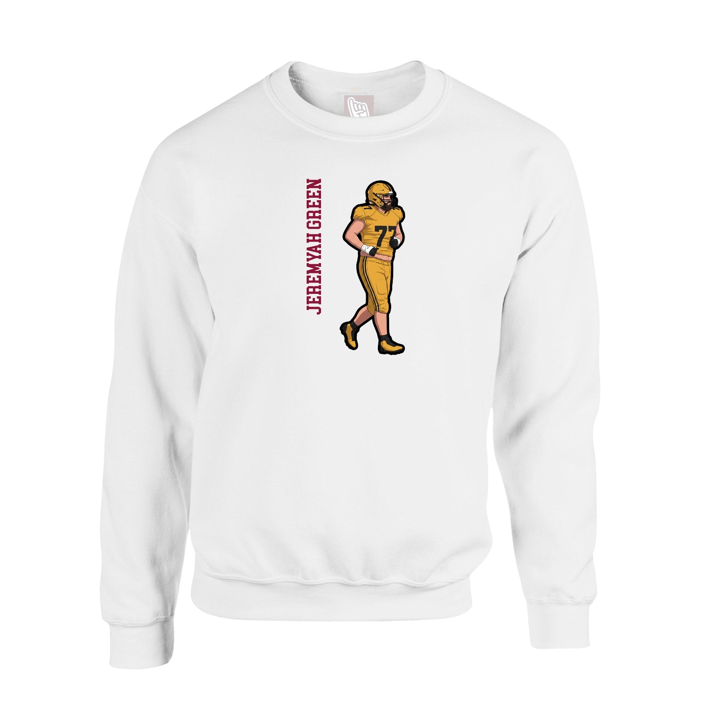 Fleece Crew — Name Vertical in White