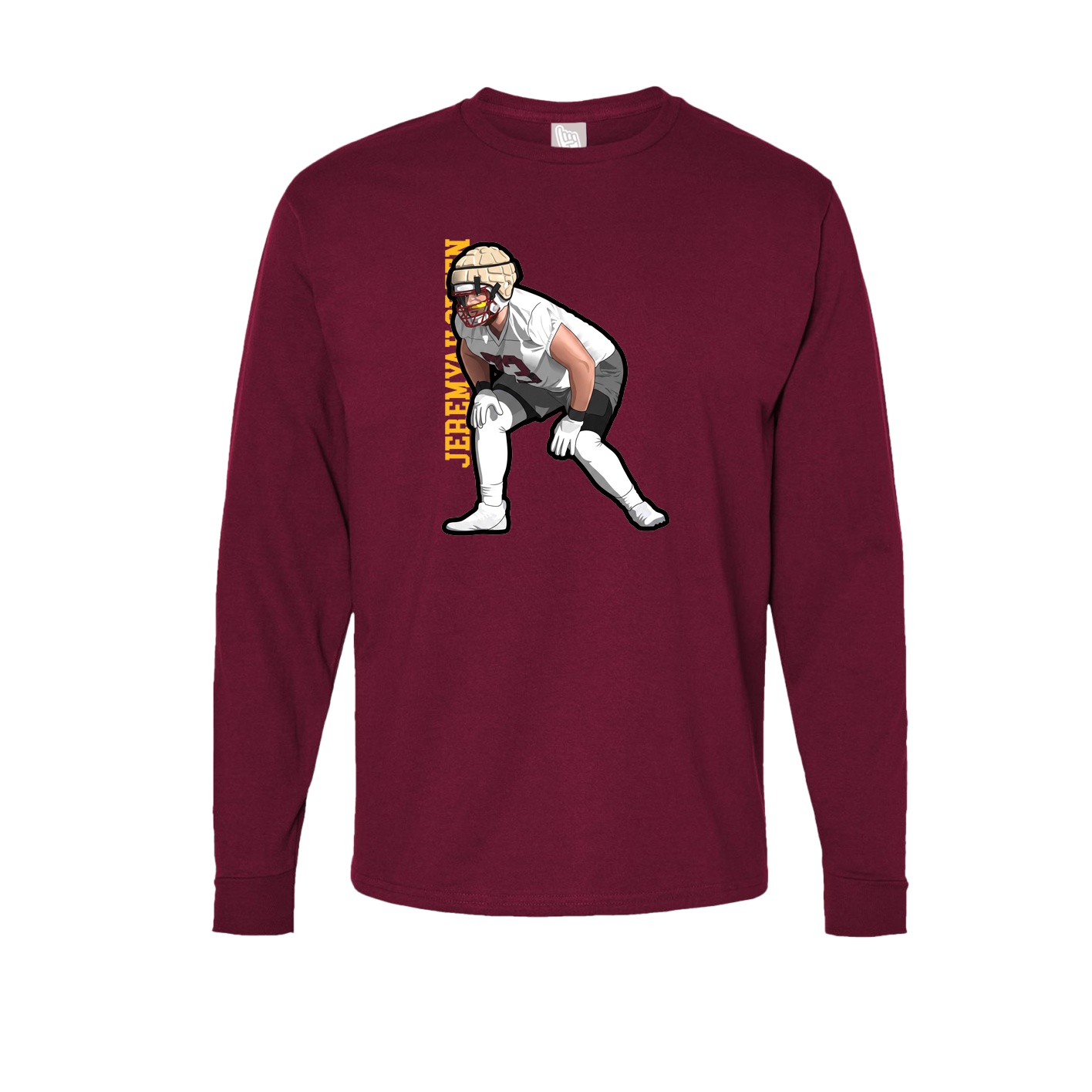 Long Sleeve Tee — Name Vertical in Cardinal