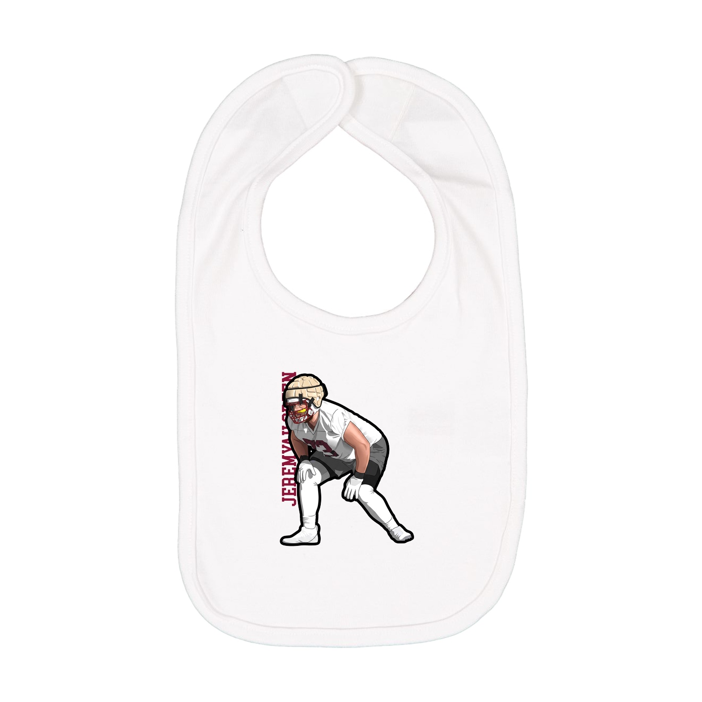 Infant Bib — Name Vertical in White