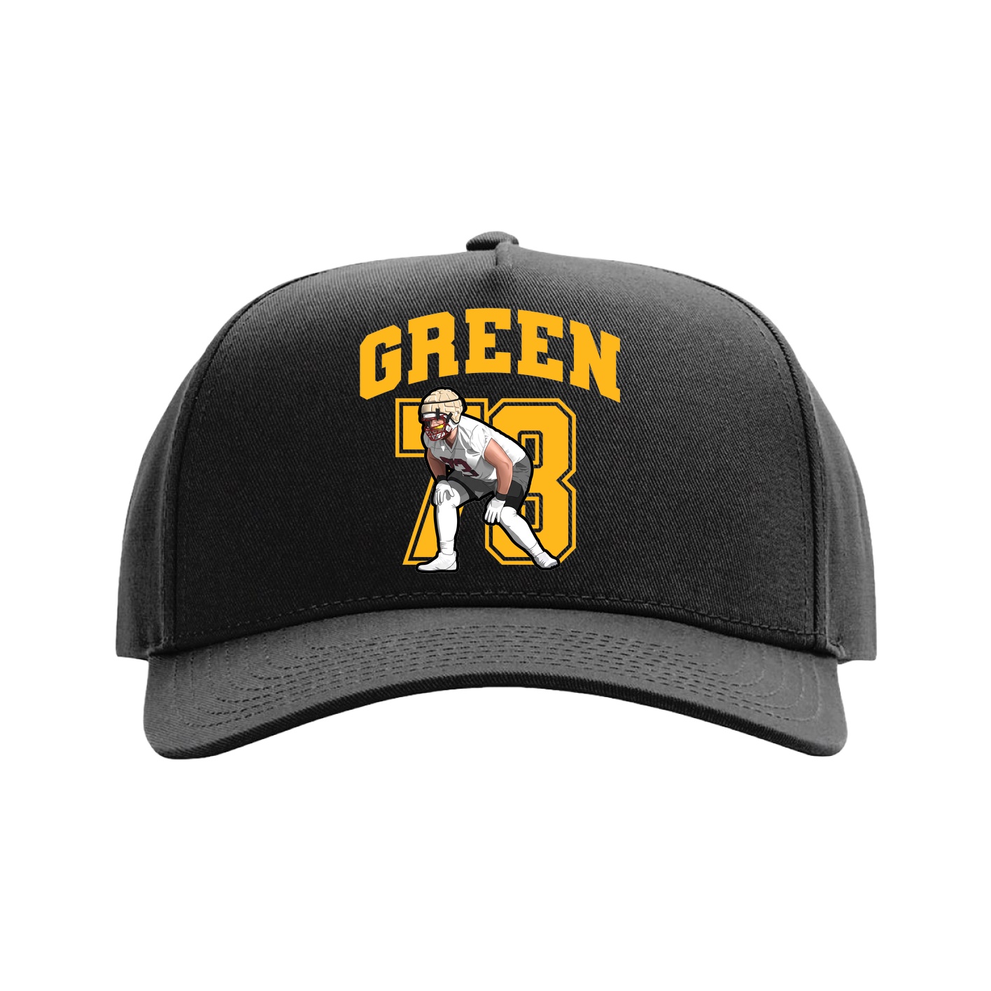Full Fabric Five-Panel Champ Cap — Number in Black