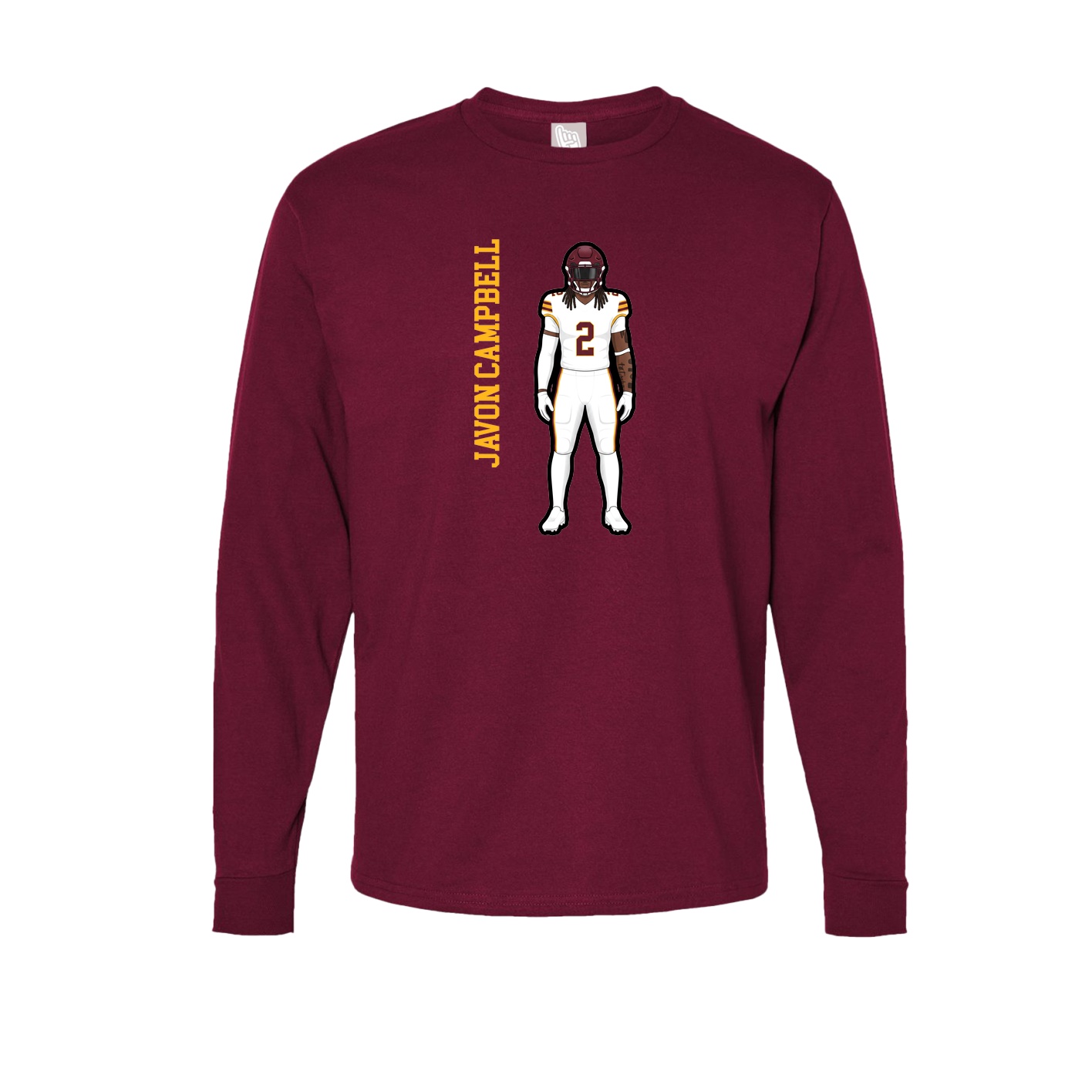 Long Sleeve Tee — Name Vertical in Cardinal