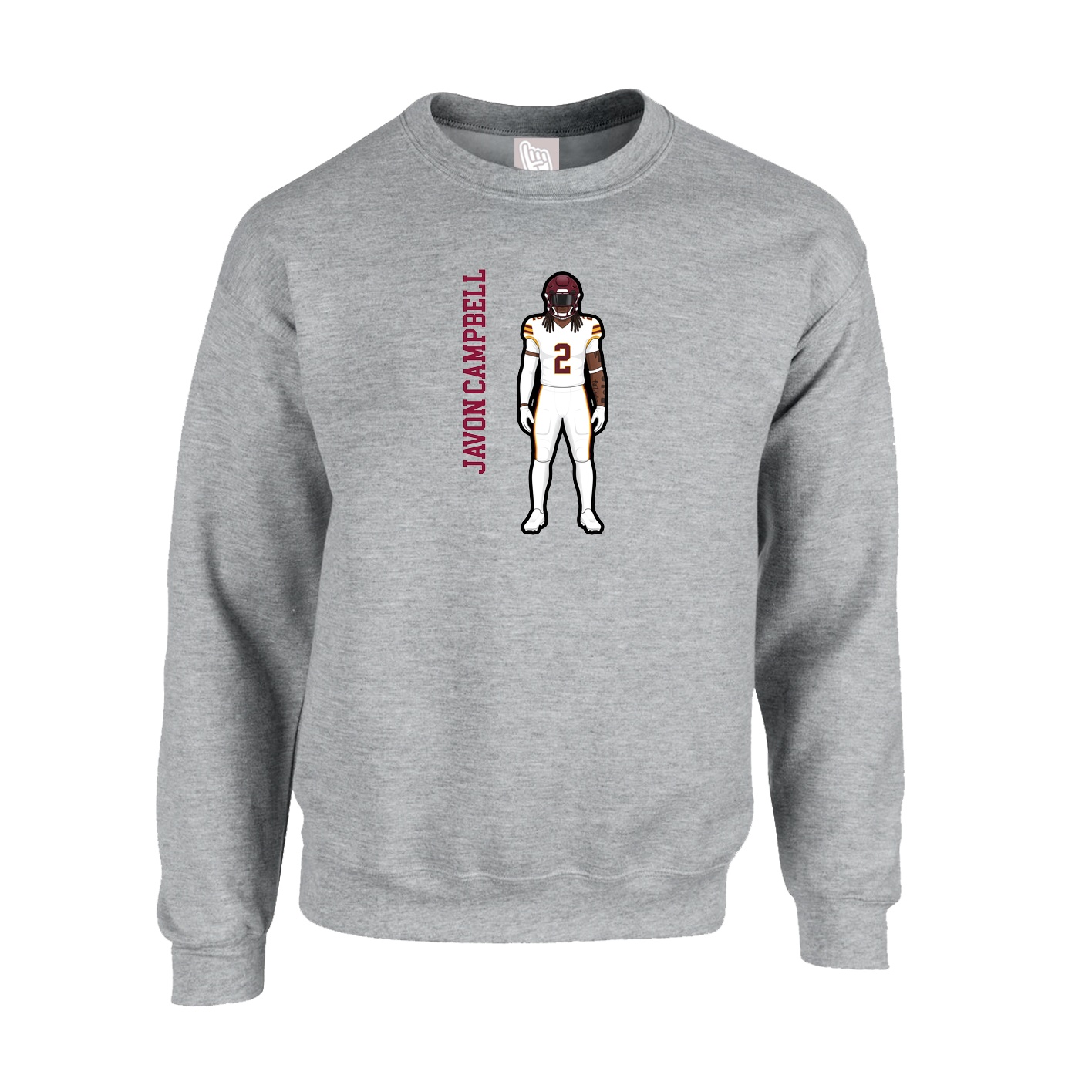 Fleece Crew — Name Vertical in Grey