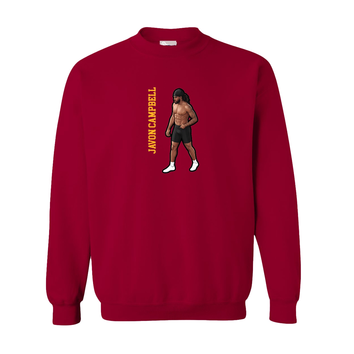 Fleece Crew — Name Vertical in Cardinal