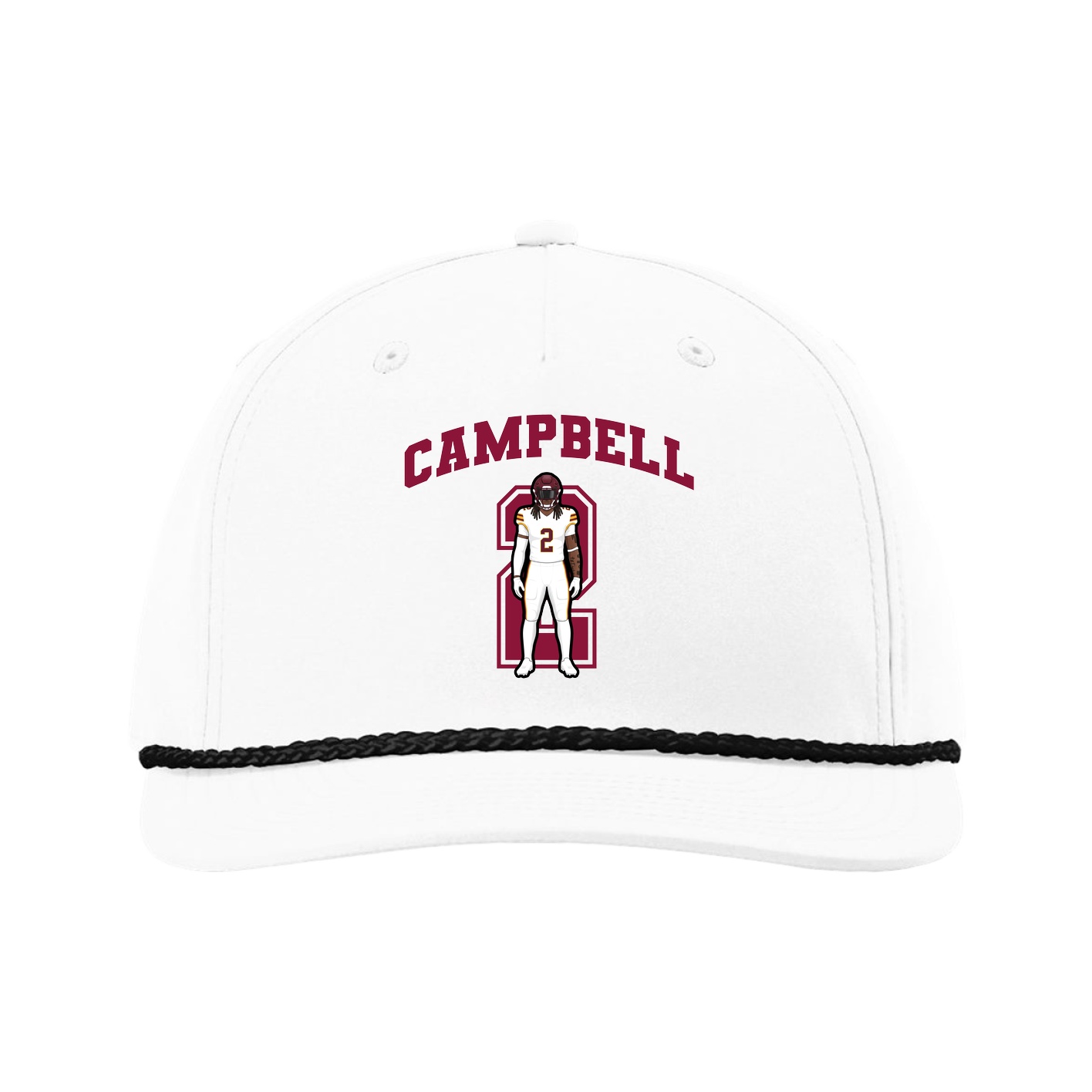Five-Panel Classic Rope Cap — Number in White