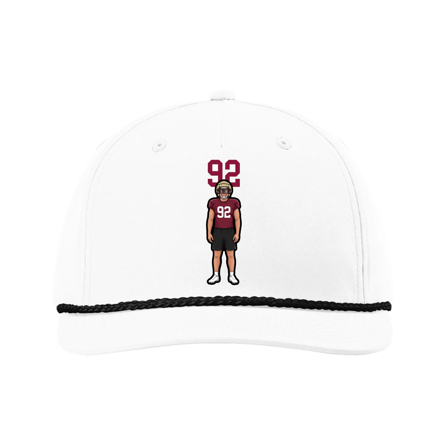 Five-Panel Classic Rope Cap — Number Top in White