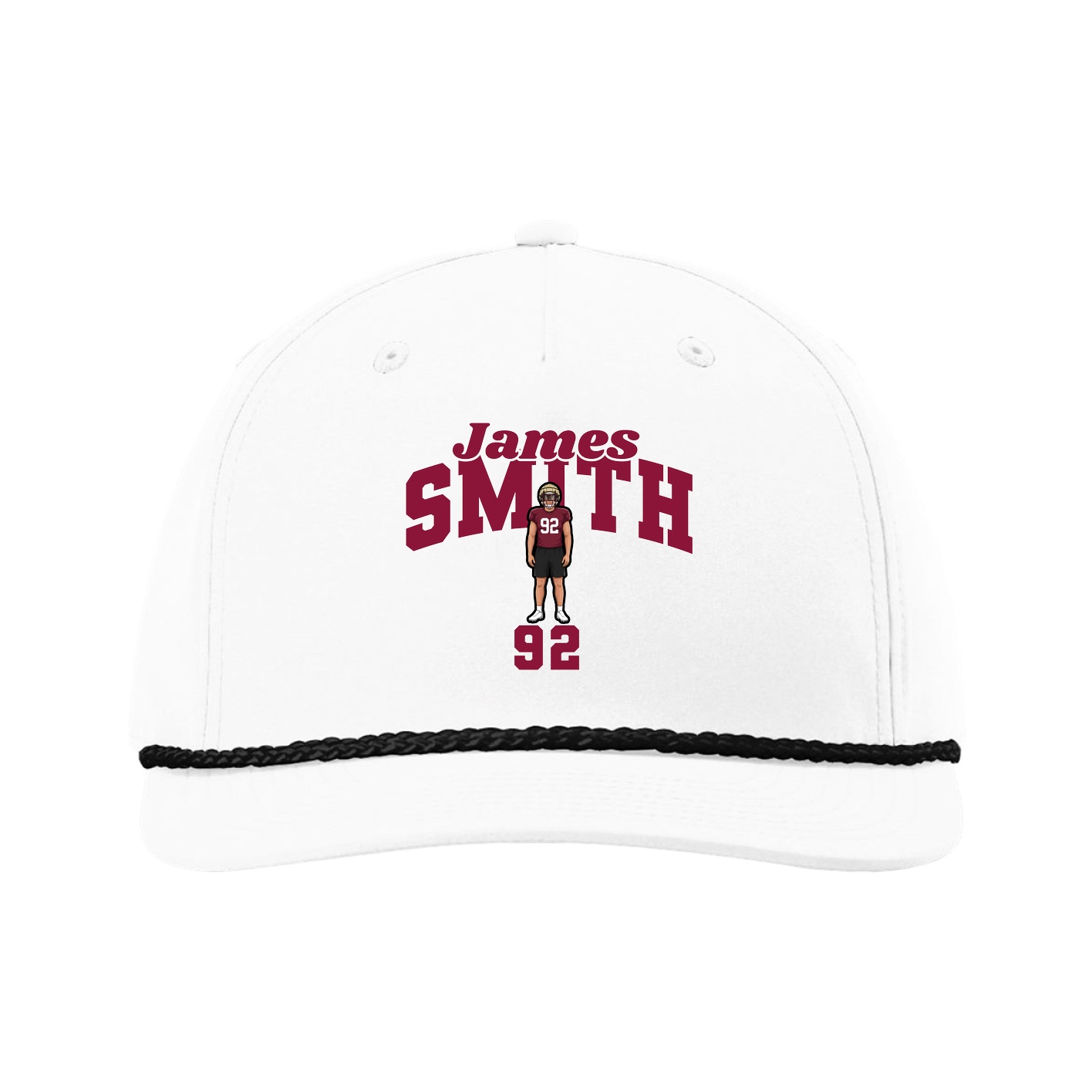 Five-Panel Classic Rope Cap — Signature Arch in White