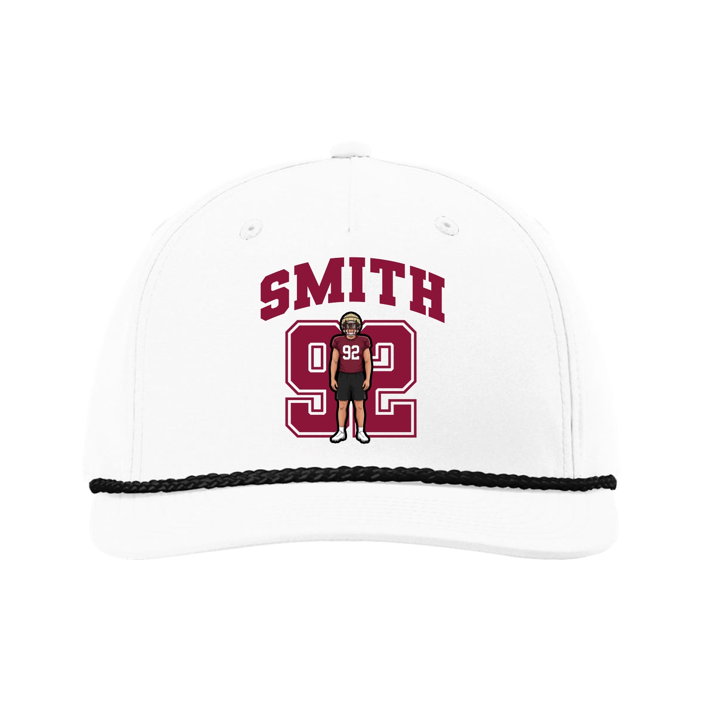 Five-Panel Classic Rope Cap — Number in White