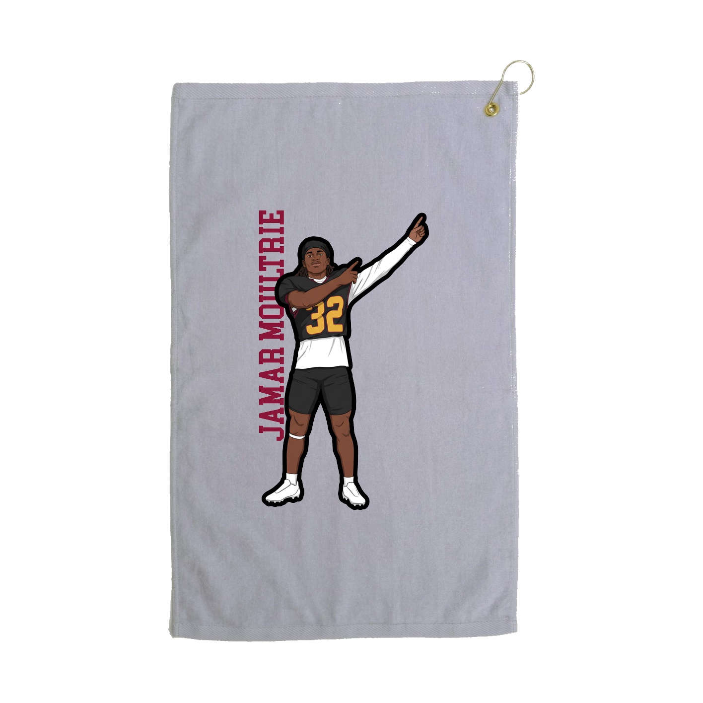 Golf Towel — Name Vertical in Grey