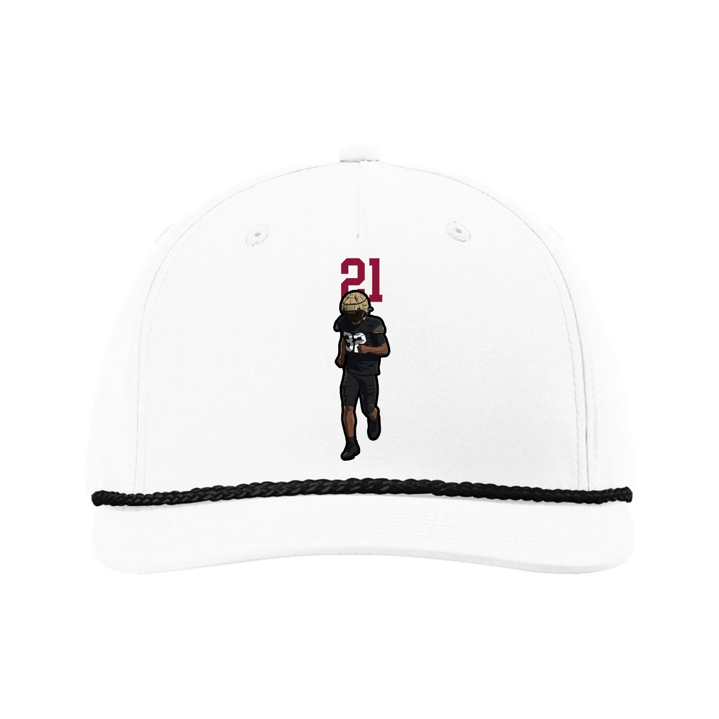 Five-Panel Classic Rope Cap — Number Top in White