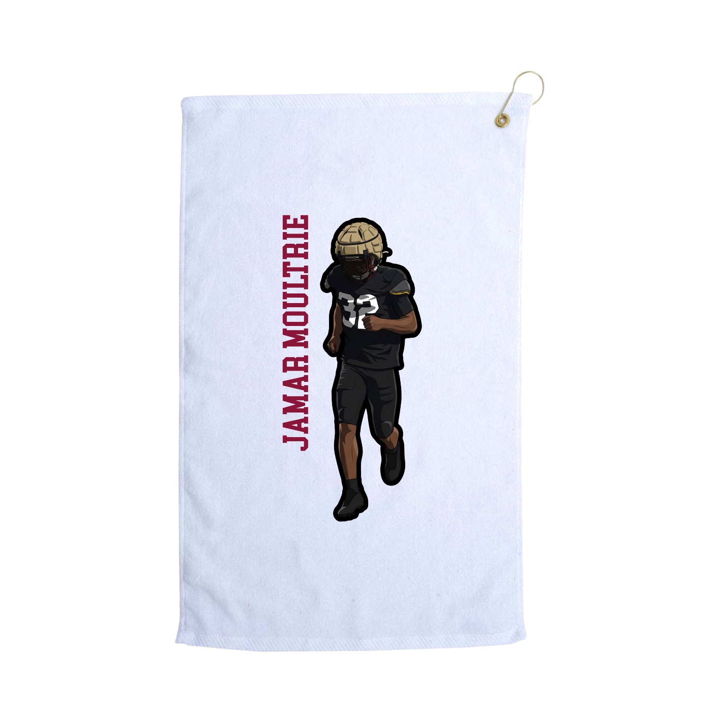 Golf Towel — Name Vertical in White