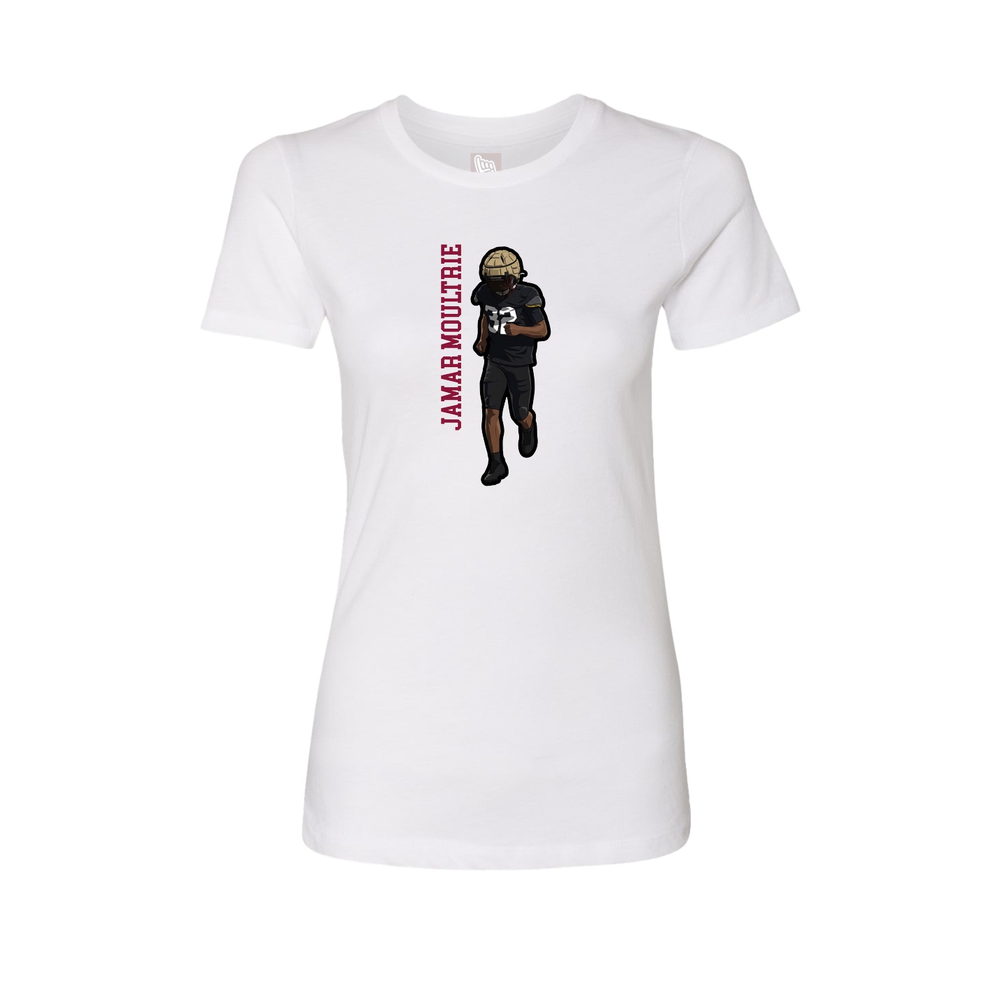 Fitted Women's Tee — Name Vertical in White