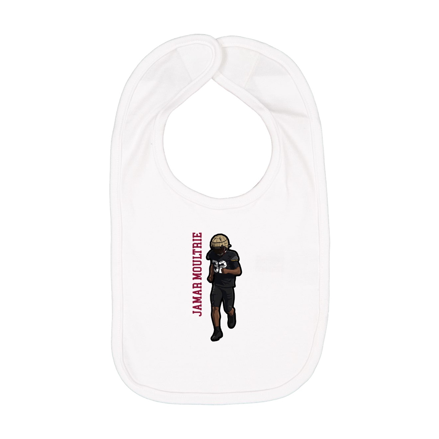 Infant Bib — Name Vertical in White