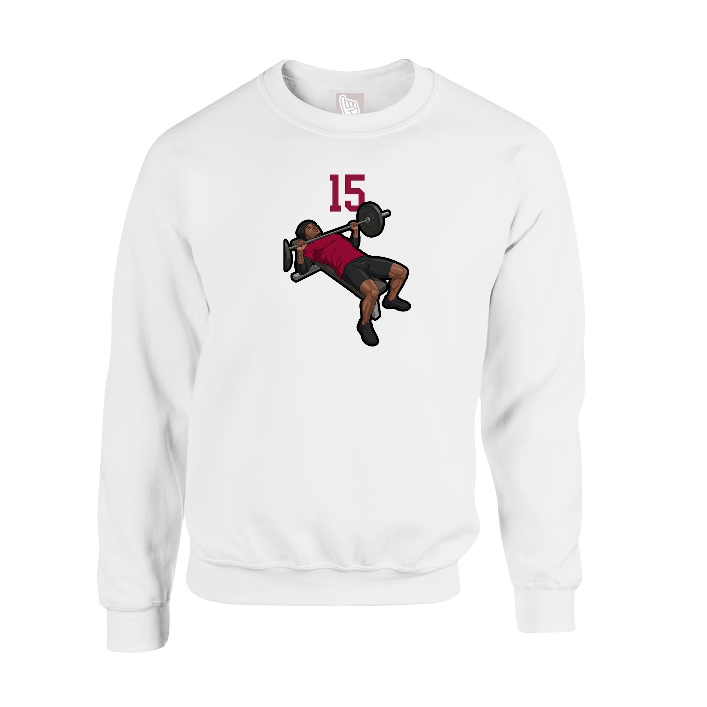 Fleece Crew — Number Top in White