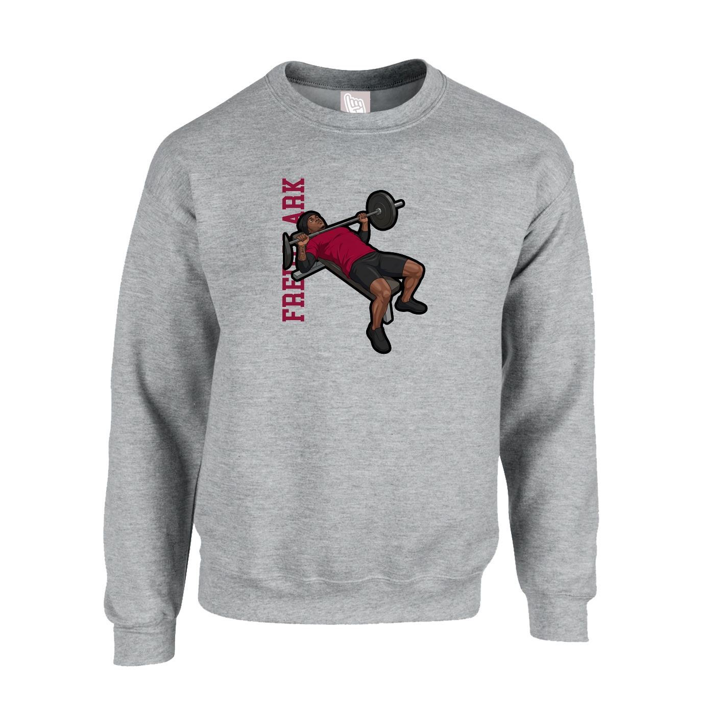 Fleece Crew — Name Vertical in Grey