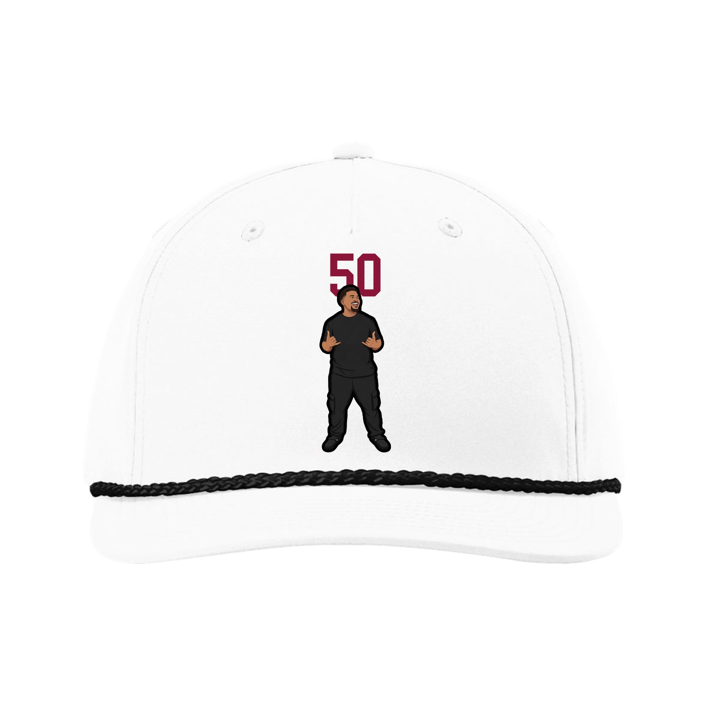 Five-Panel Classic Rope Cap — Number Top in White