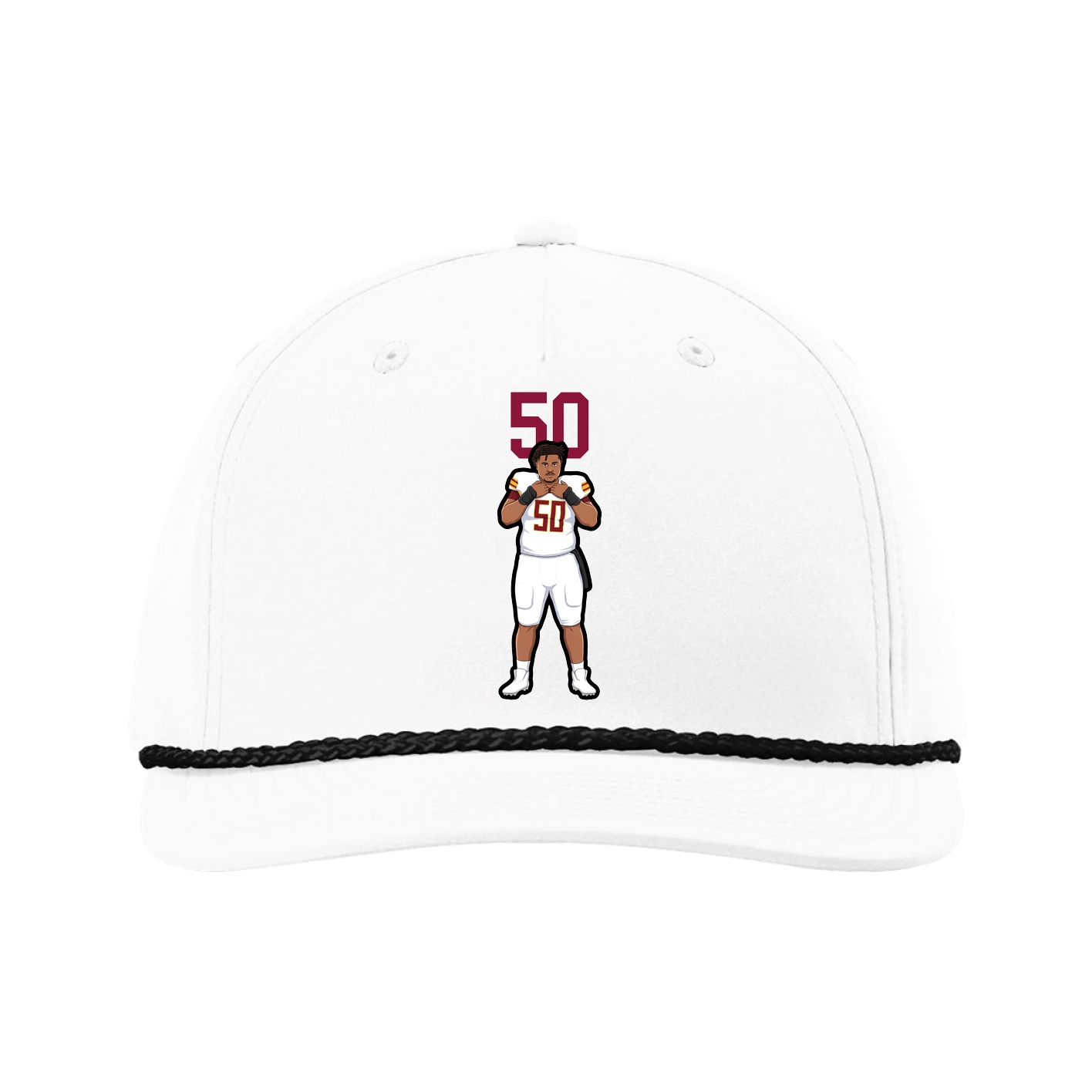 Five-Panel Classic Rope Cap — Number Top in White
