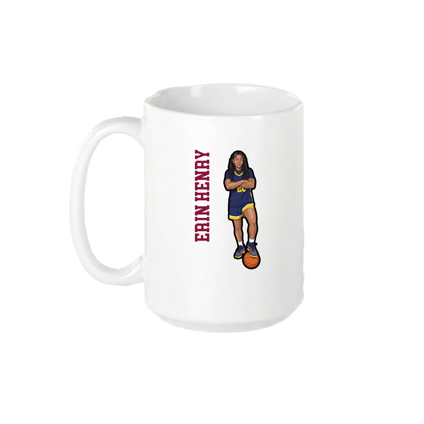 15oz Coffee Mug — Name Vertical in White