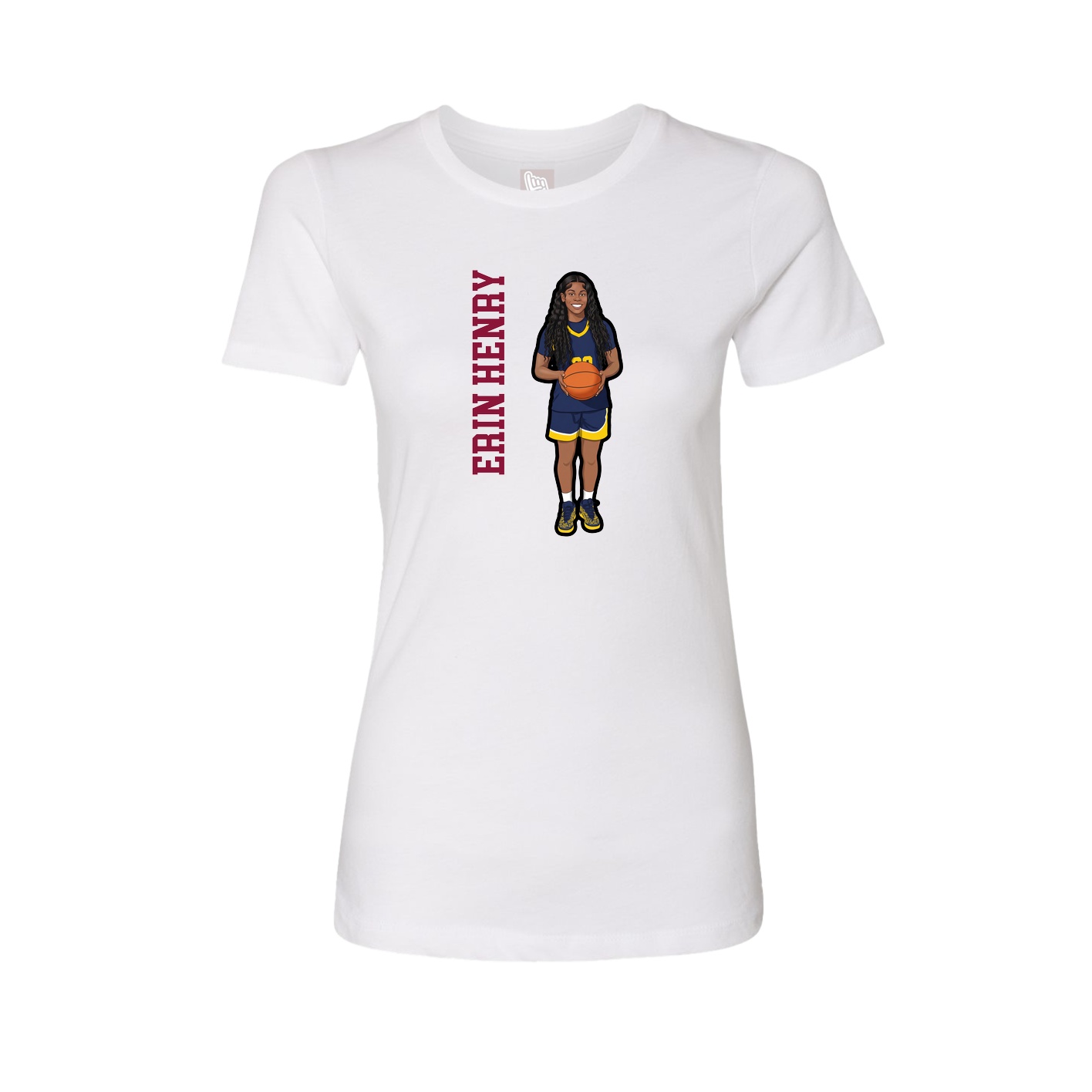 Fitted Women's Tee — Name Vertical in White
