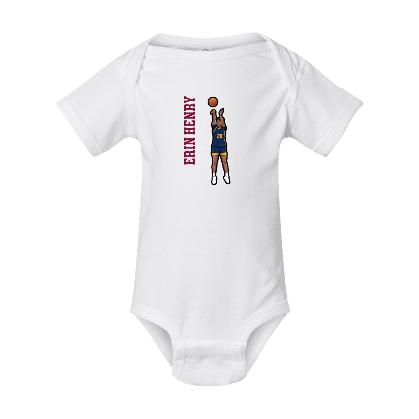 Baby Onesie — Name Vertical in White