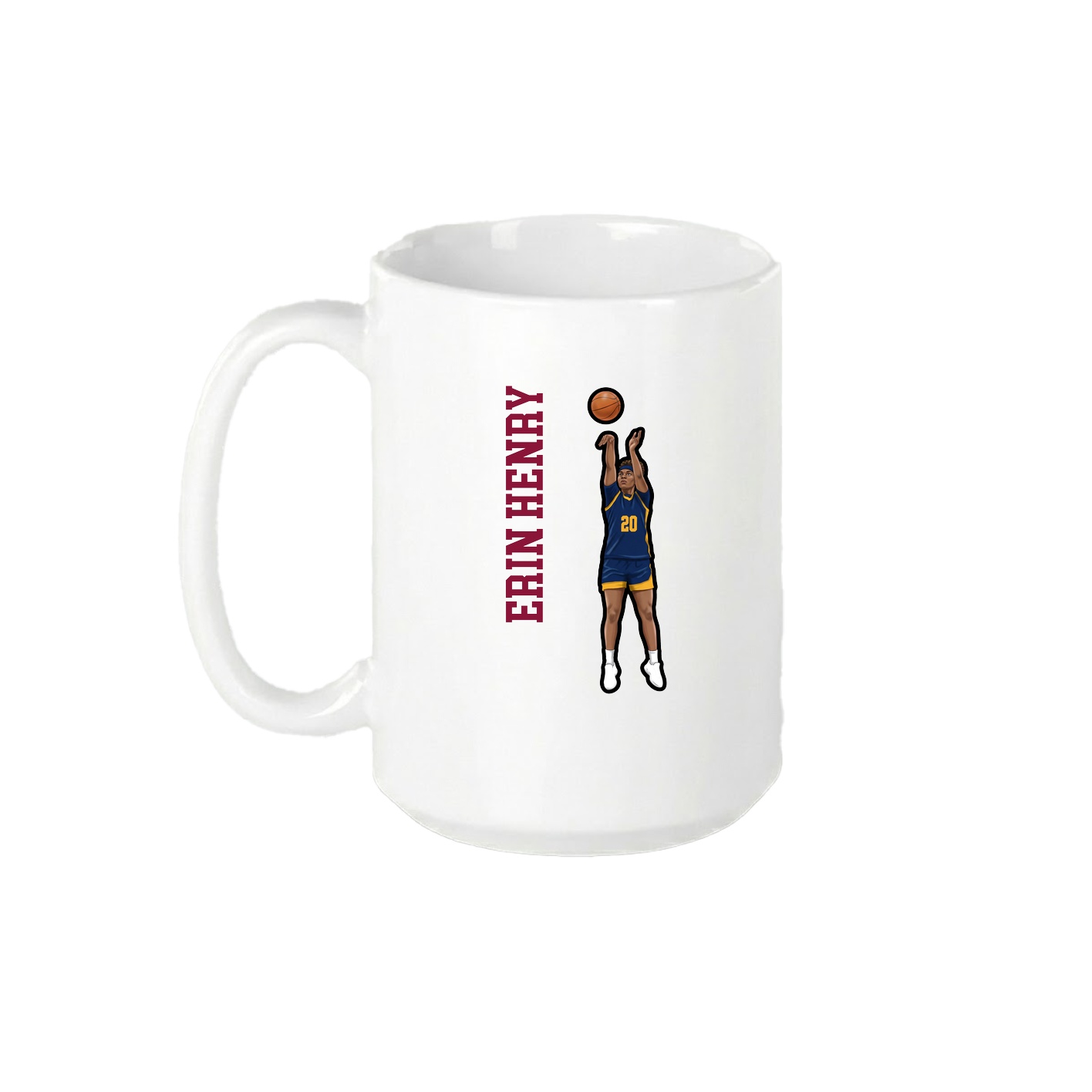 15oz Coffee Mug — Name Vertical in White