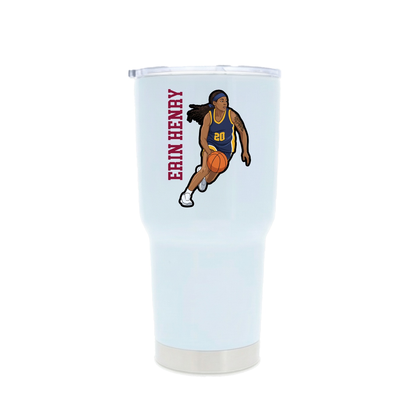 30oz Stainless Steel Tumbler — Name Vertical in White