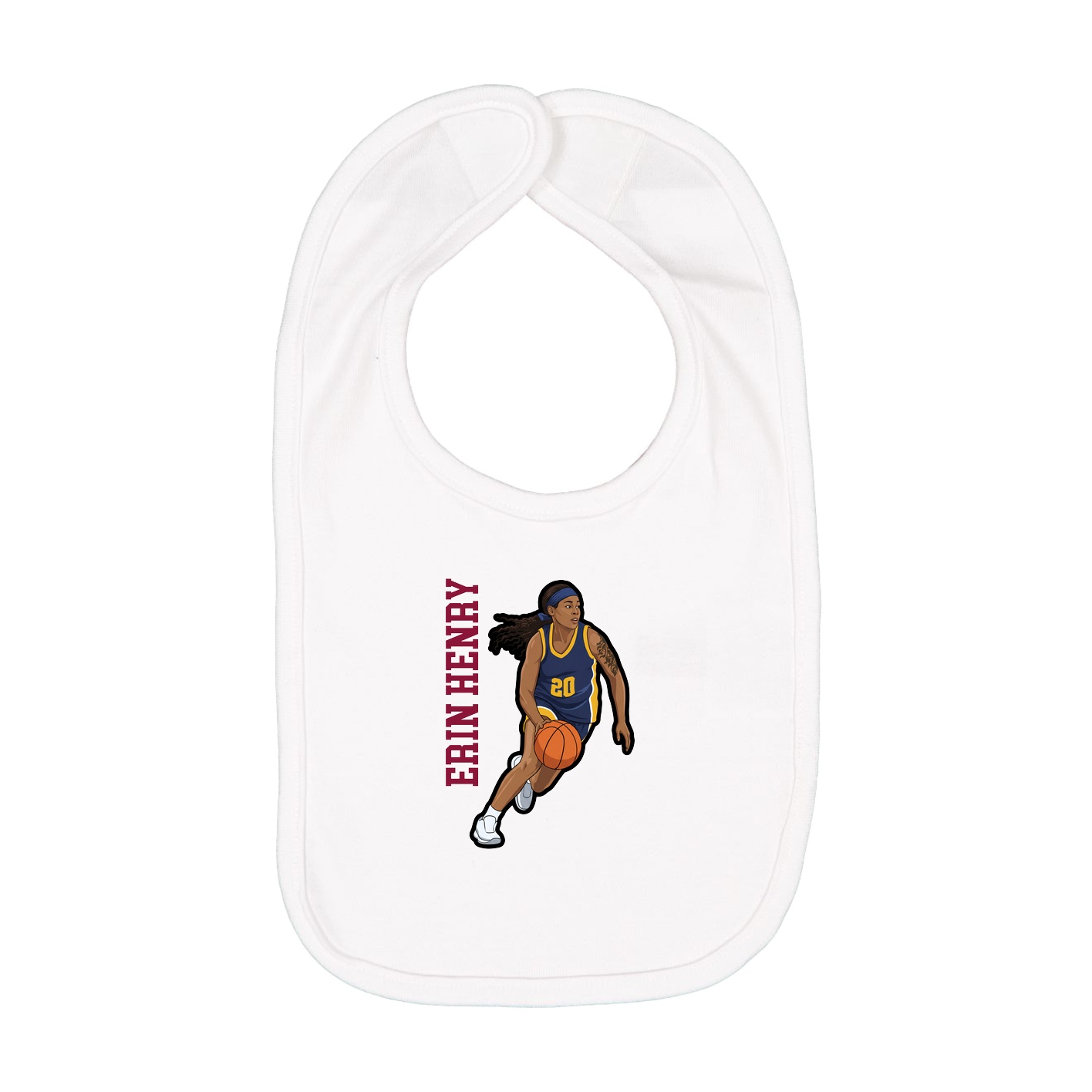 Infant Bib — Name Vertical in White