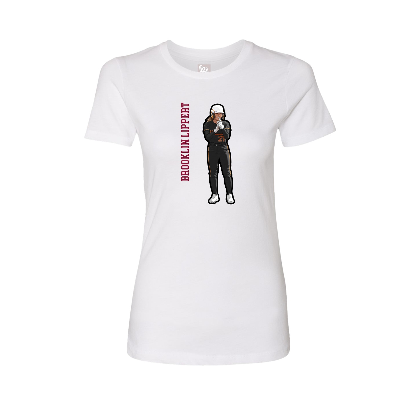 Womens Tee — Name Vertical in White