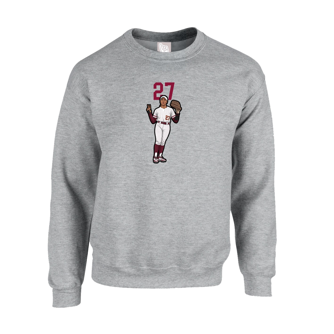Fleece Crew — Number Top in Grey