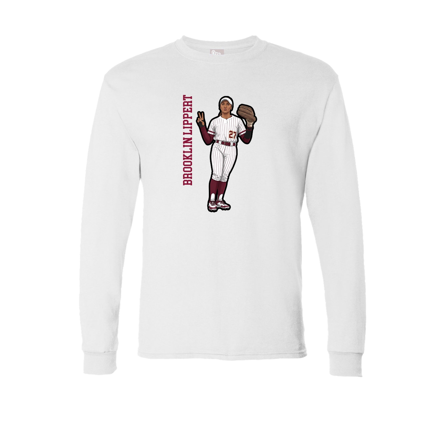 Long Sleeve Tee — Name Vertical in White