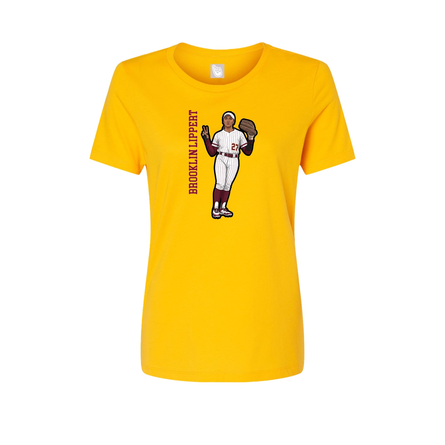 Womens Tee — Name Vertical in Gold
