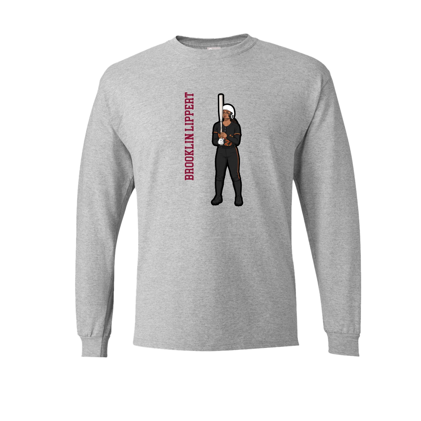 Long Sleeve Tee — Name Vertical in Grey