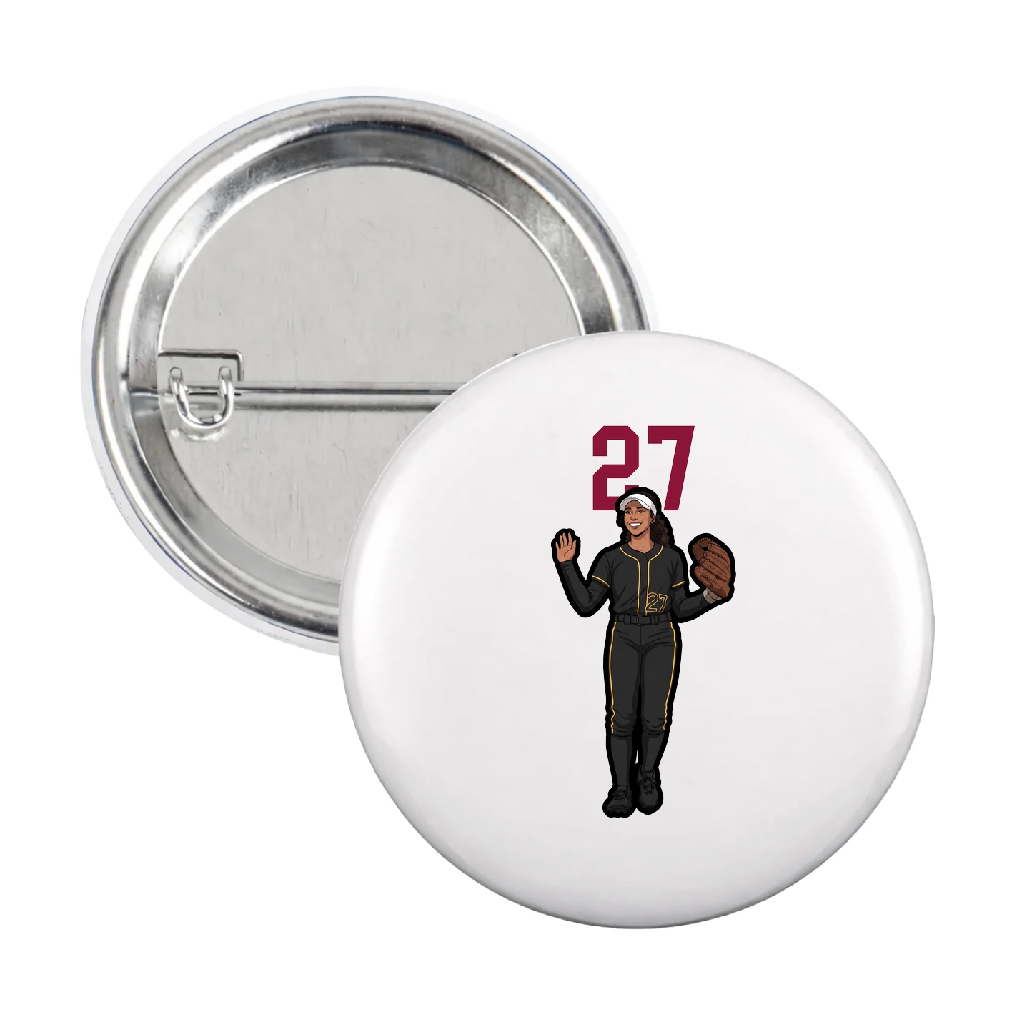 Game Day Button — Number Top in White
