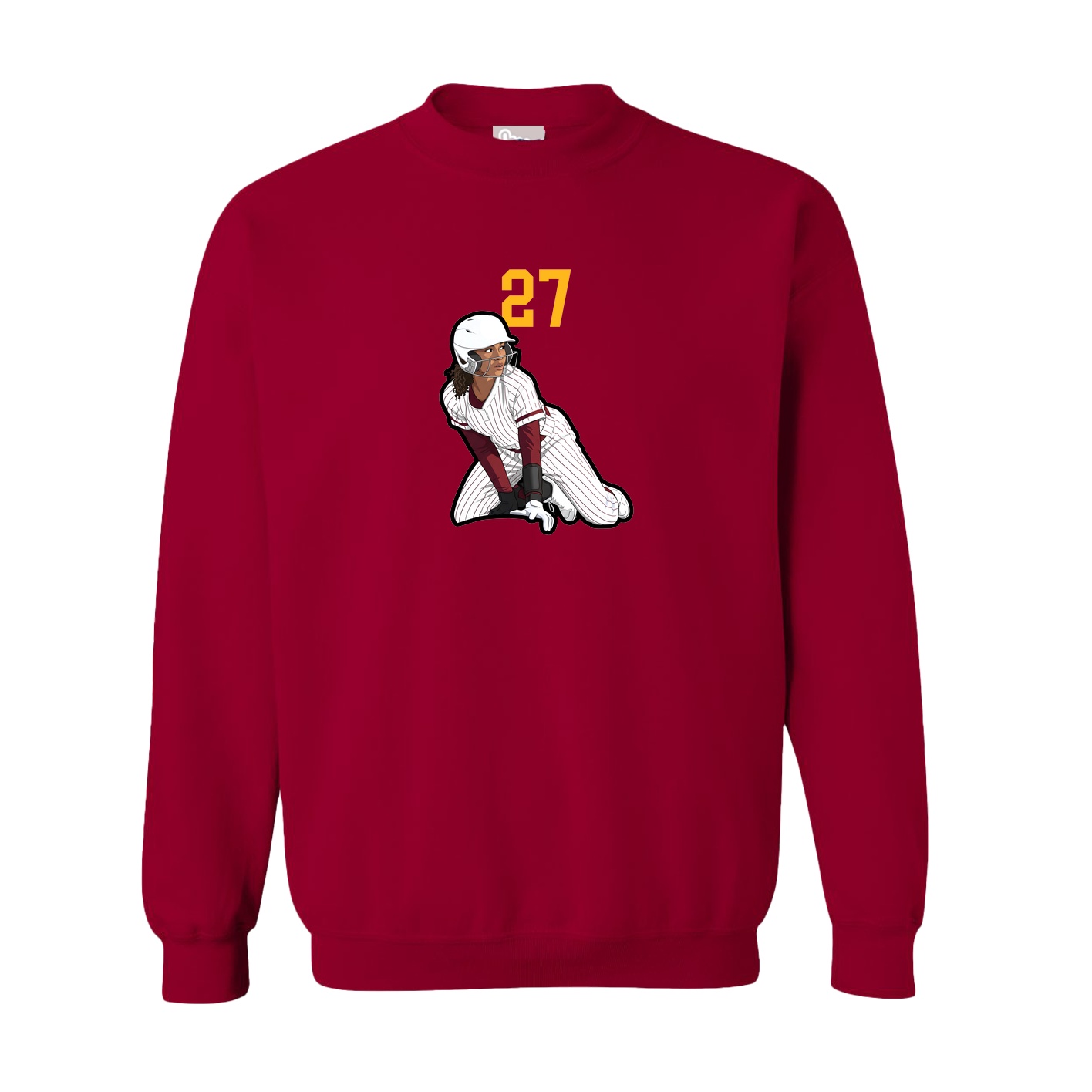 Fleece Crew — Number Top in Cardinal