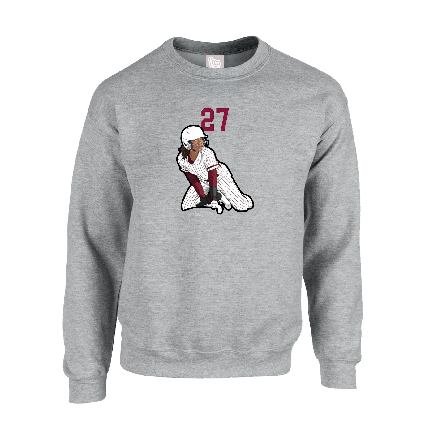 Fleece Crew — Number Top in Grey