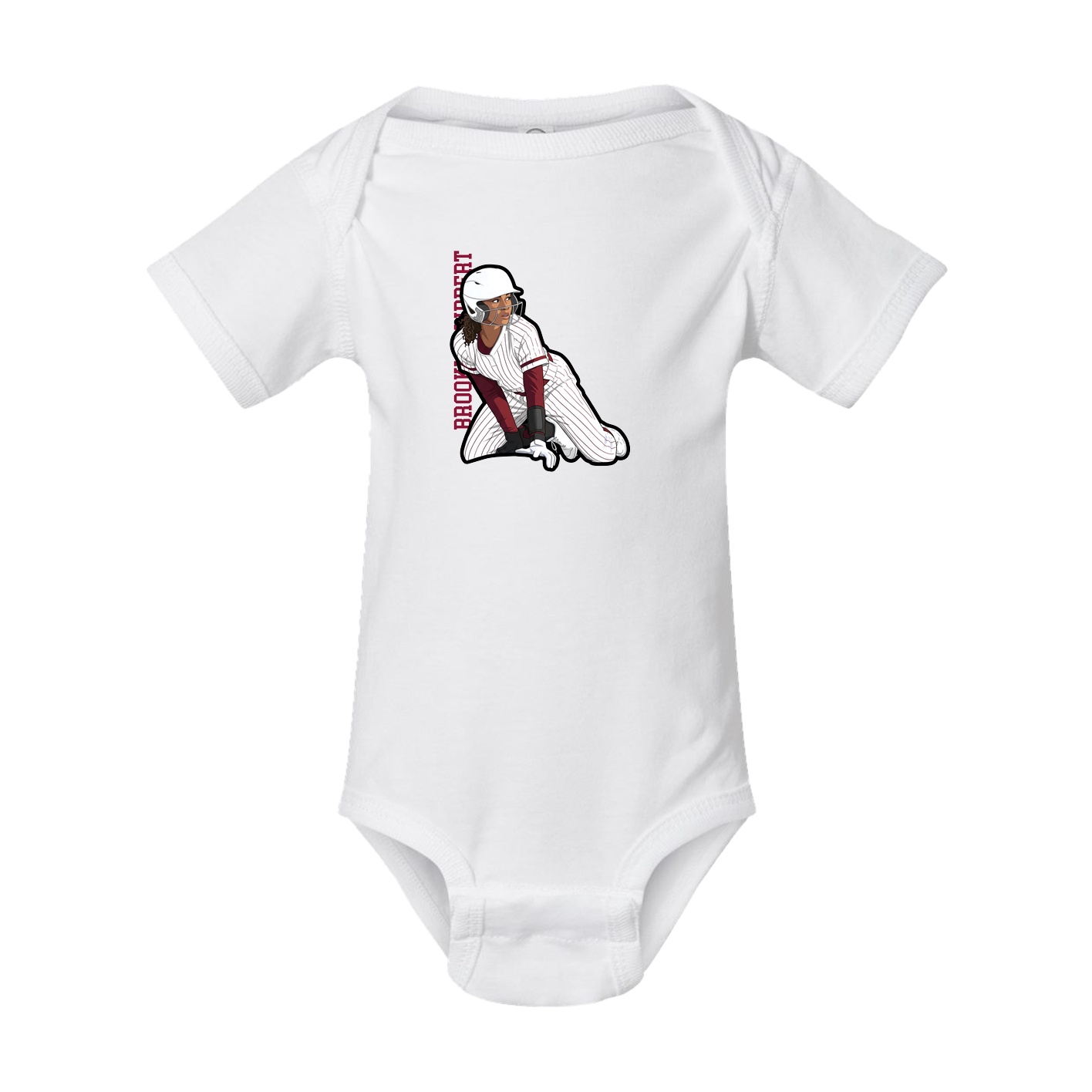 Baby Onesie — Name Vertical in White