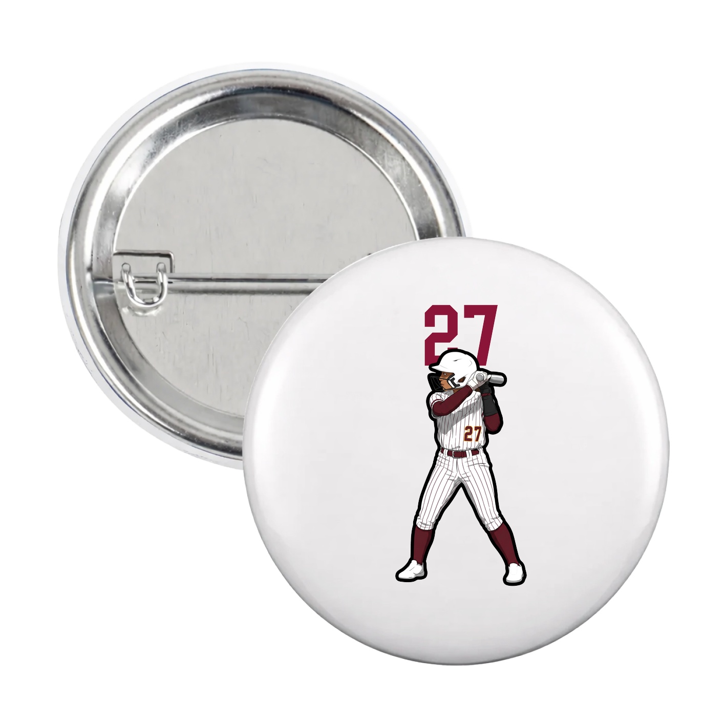 Game Day Button — Number Top in White
